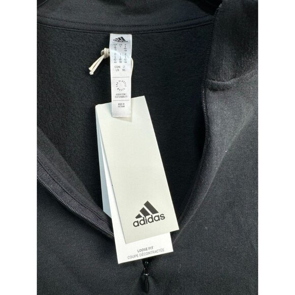 Adidas Womens Black 3-Stripes Loose Fit Cropped Sweatshirt L - Picture 7 of 10